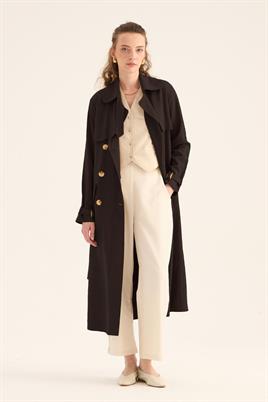 Fit Kalıp Tensel Trençkot Acı kahve