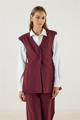 Fit Kalıplı Kuplu Yelek Bordo