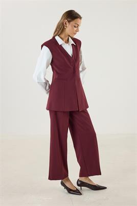Fit Kalıplı Kuplu Yelek Bordo