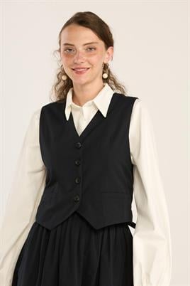 Fit Kesimli Klasik Yelek Lacivert