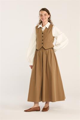 Fit Kesimli Klasik Yelek Camel