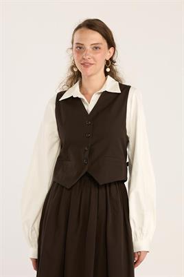 Fit Kesimli Klasik Yelek Acı kahve