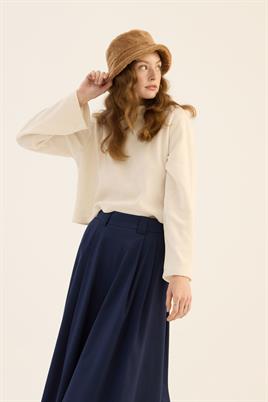 Geniş Köprülü Etek Lacivert