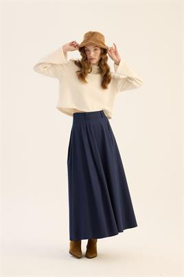 Geniş Köprülü Etek Lacivert