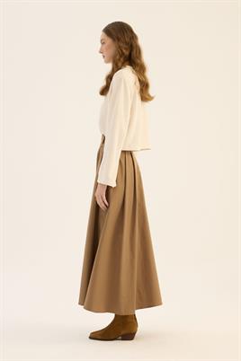 Geniş Köprülü Etek Camel