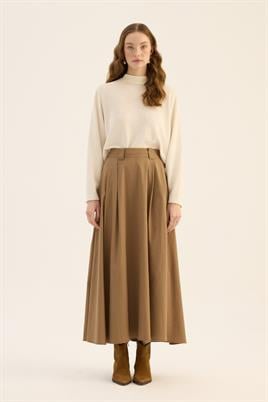 Geniş Köprülü Etek Camel