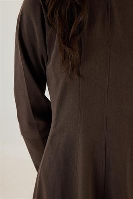 Geniş Manşetli Evaze Elbise Acı kahve