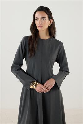 Geniş Manşetli Evaze Elbise Antrasit
