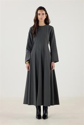 Geniş Manşetli Evaze Elbise Antrasit