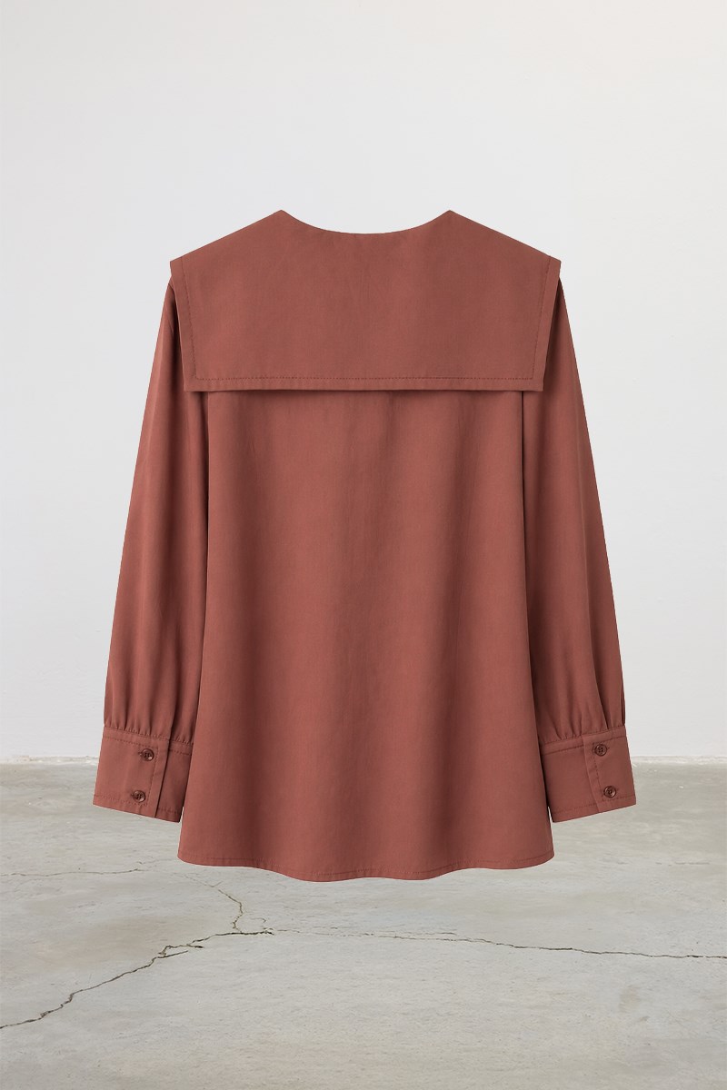 Geniş Yakalı Gömlek Kiremit