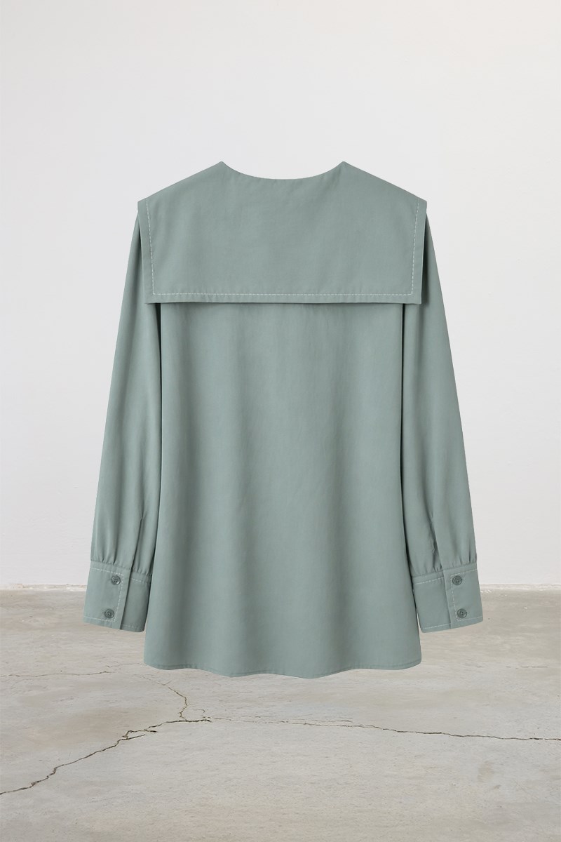 Geniş Yakalı Gömlek Mint Yeşili
