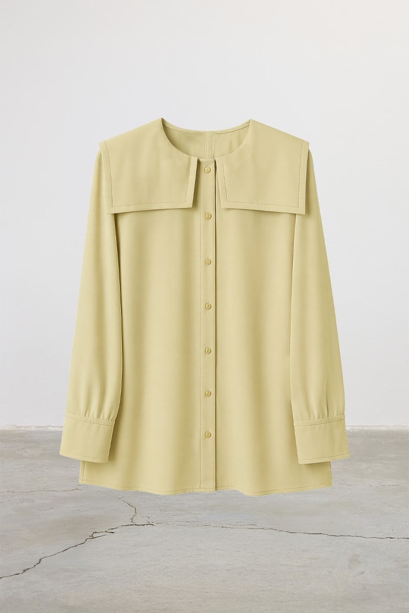 Geniş Yakalı Gömlek Soft Sarı