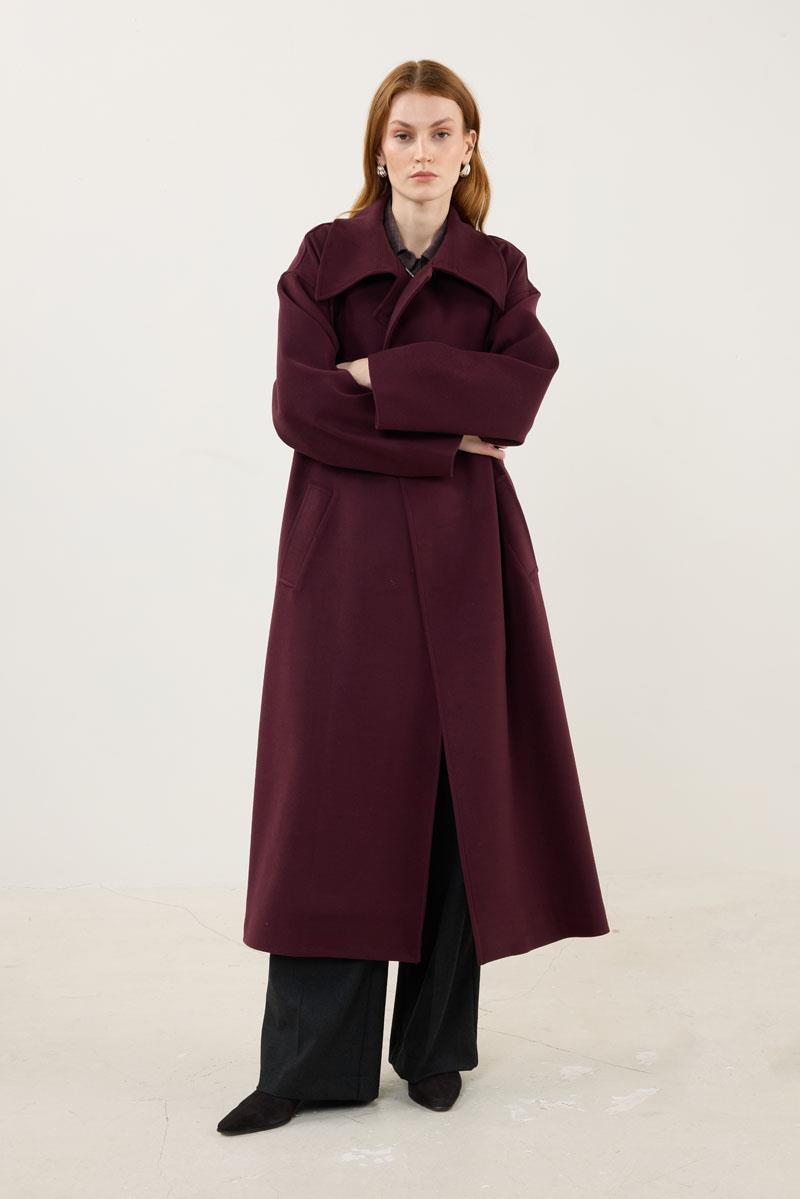 Geniş Yakalı Kaban Mürdüm