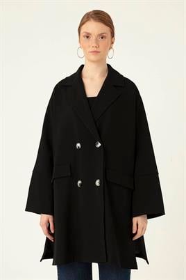 Geniş Yırtmaçlı Ceket Siyah