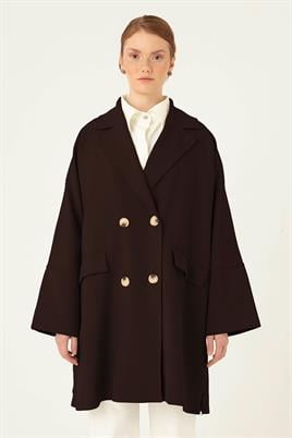 Geniş Yırtmaçlı Ceket Acı kahve