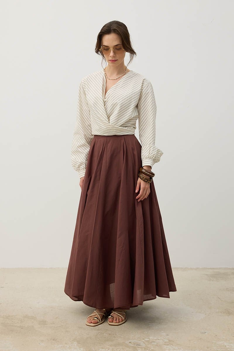 Godeli Vual Etek Kızıl Kahve