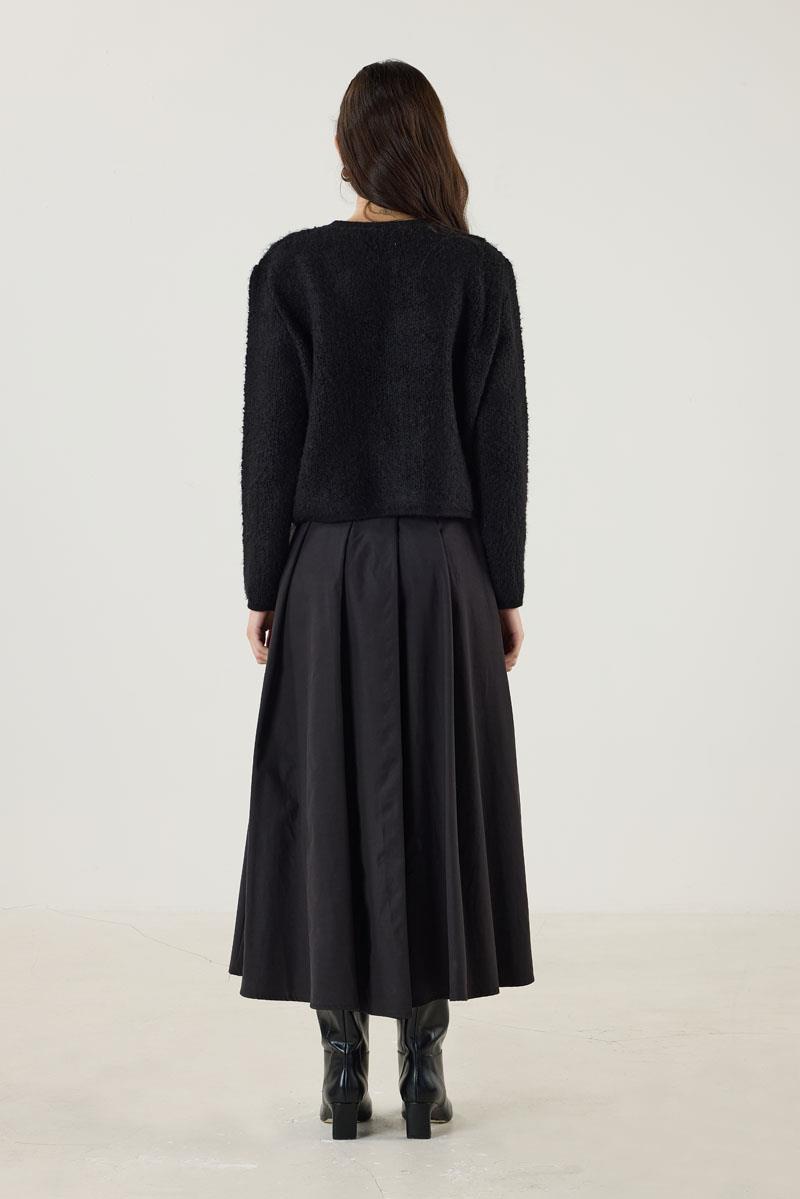 Gold Düğmeli Kalın Hırka Siyah