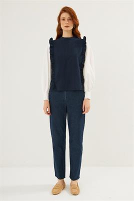 Gömlek Kollu Bluz Lacivert