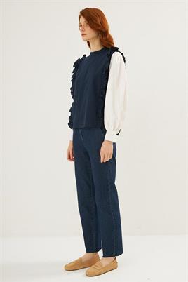 Gömlek Kollu Bluz Lacivert