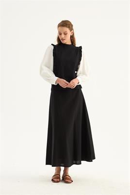 Gömlek Kollu Bluz Siyah