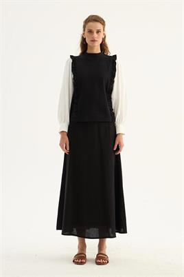 Gömlek Kollu Bluz Siyah