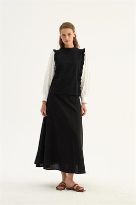 Gömlek Kollu Bluz Siyah