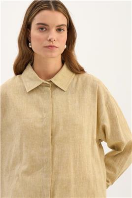 Gümüş Düğmeli Gömlek Zeytin Yeşili