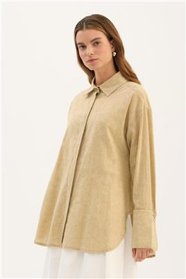 Gümüş Düğmeli Gömlek Zeytin Yeşili