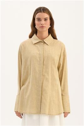 Gümüş Düğmeli Gömlek Zeytin Yeşili