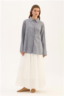 Gümüş Düğmeli Gömlek Lacivert