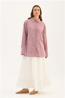 Gümüş Düğmeli Gömlek Mürdüm