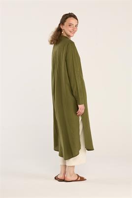 Hakim Yaka %100 Keten Tunik Haki