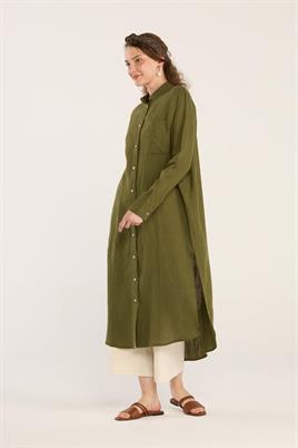 Hakim Yaka %100 Keten Tunik Haki