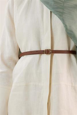 İnce Deri Kemer Taba