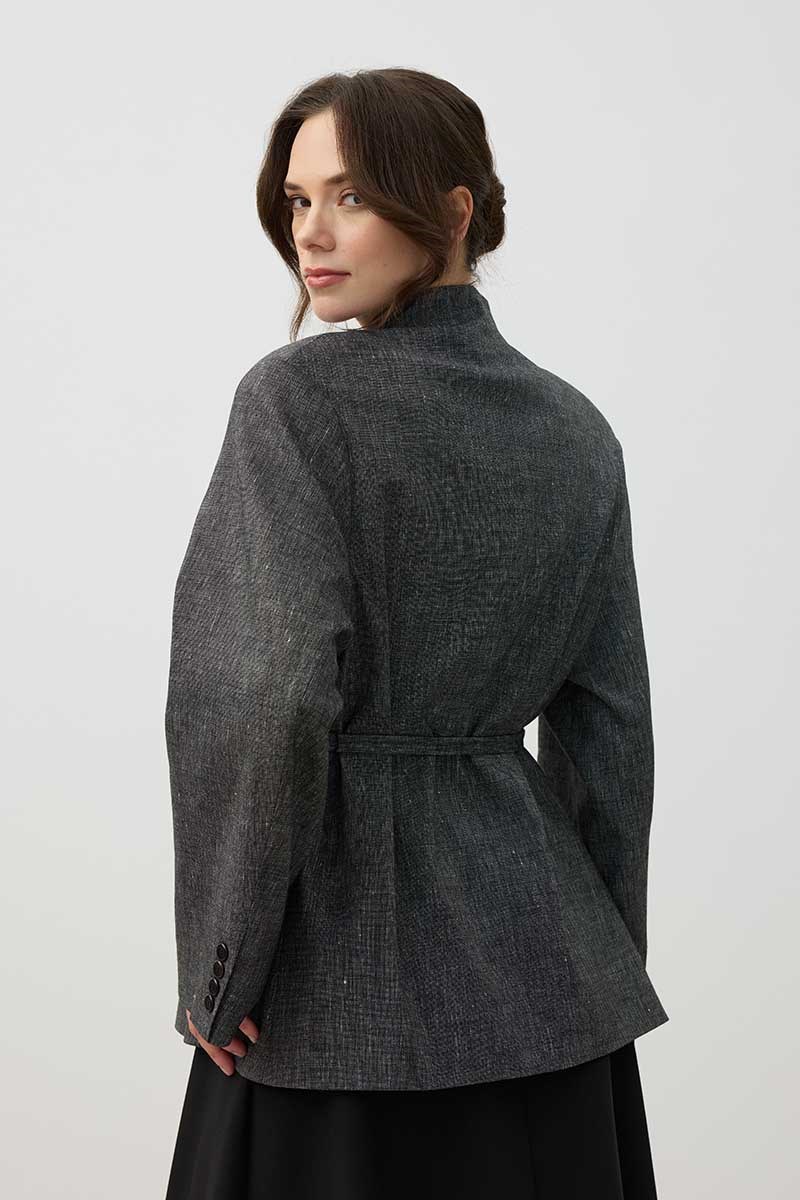 İnce Kemerli Blazer Ceket Siyah