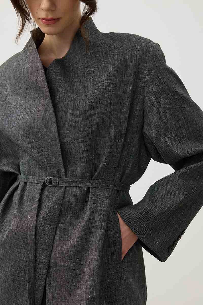 İnce Kemerli Blazer Ceket Siyah