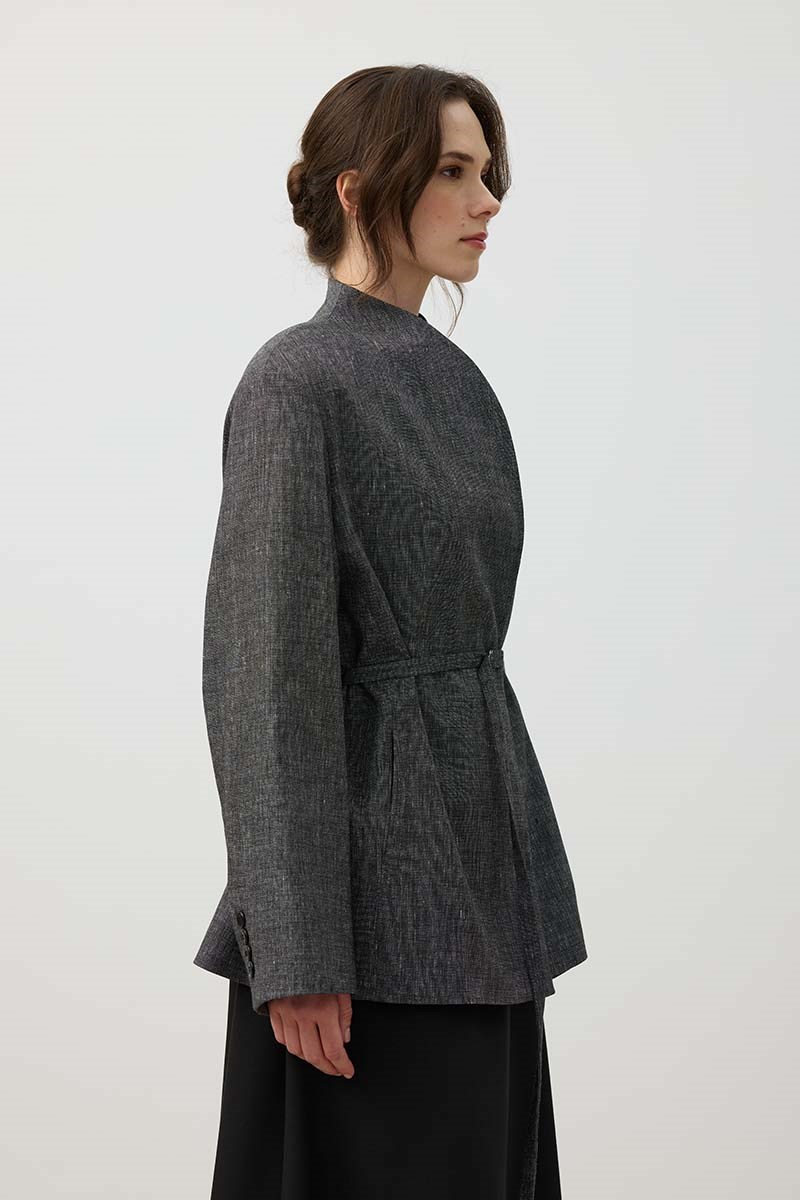 İnce Kemerli Blazer Ceket Siyah