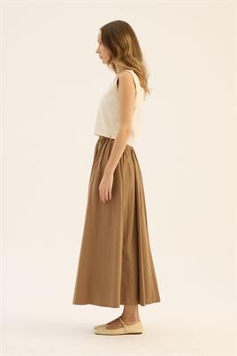 İnce Köprülü Paraşüt Etek Camel