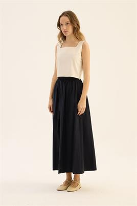 İnce Köprülü Paraşüt Etek Lacivert