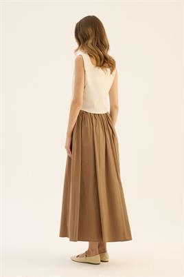 İnce Köprülü Paraşüt Etek Camel