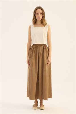 İnce Köprülü Paraşüt Etek Camel