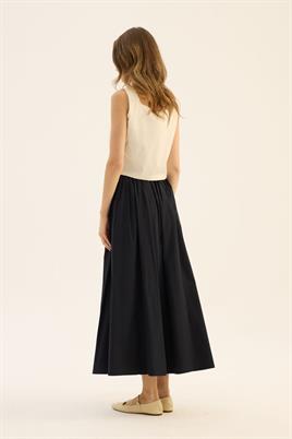 İnce Köprülü Paraşüt Etek Lacivert