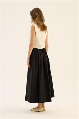 İnce Köprülü Paraşüt Etek Siyah