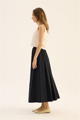 İnce Köprülü Paraşüt Etek Lacivert