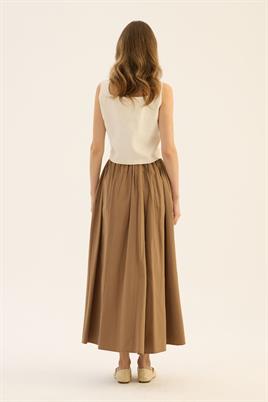 İnce Köprülü Paraşüt Etek Camel