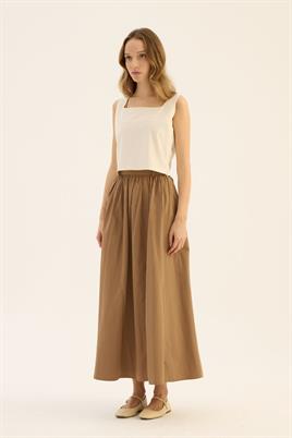 İnce Köprülü Paraşüt Etek Camel