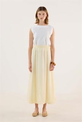 İnce Liyosel Balon Etek Soft Sarı