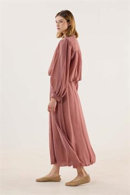 İnce Liyosel Balon Gömlek Gül kurusu