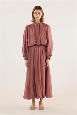 İnce Liyosel Balon Gömlek Gül kurusu