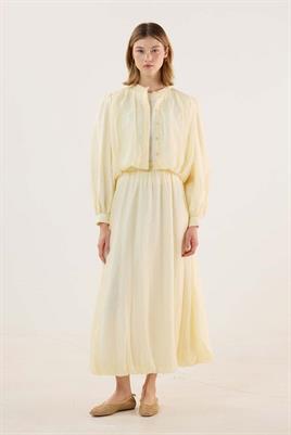 İnce Liyosel Balon Gömlek Soft Sarı